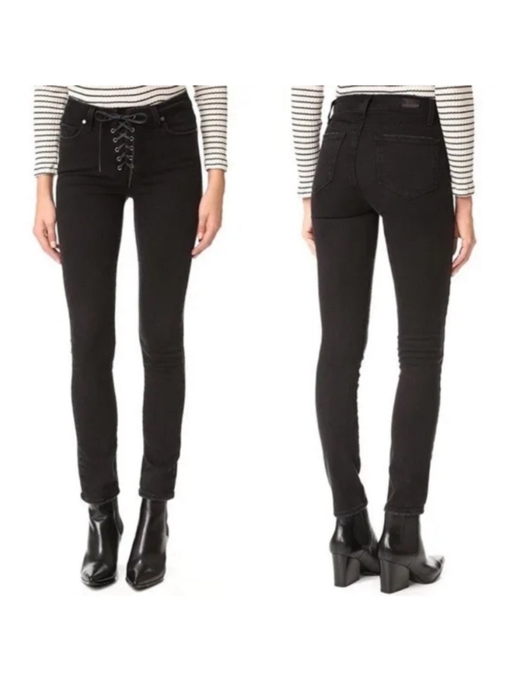 PAIGE black lace up Hoxton ankle skinny jeans 25